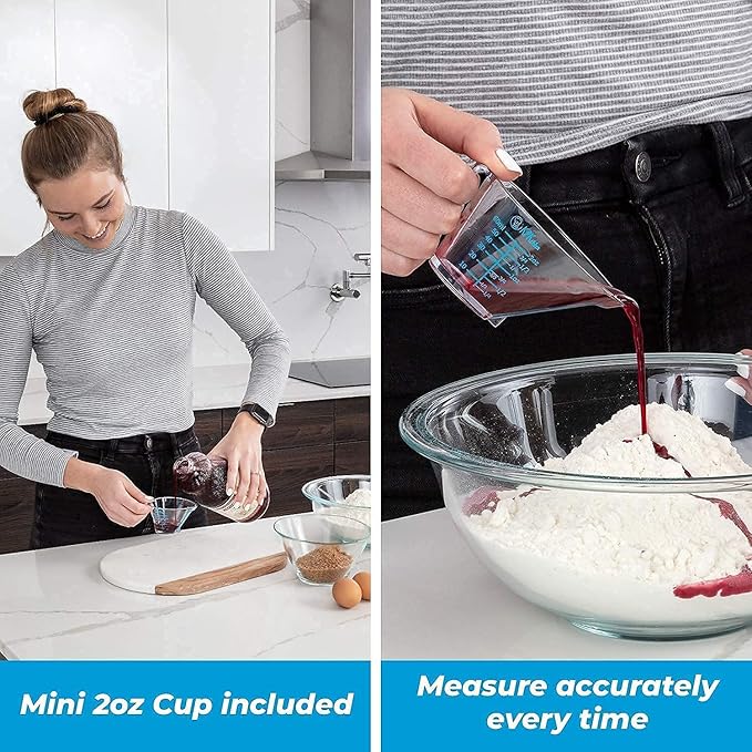 KPKitchen Silicone Pastry Mat and 4-Piece Liquid Measuring Cups Set - Extra Large Baking Mat For Rolling Out Dough - 100% Silicone & BPA Free - Includes Mini Ounce, 1, 2 and 4 Plastic Cup Sizes