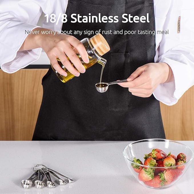 U-Taste 18/8 Stainless Steel Measuring Spoons Set of 6 and Measuring Cup Set of 7 for Dry and Liquid Ingredient with Engraved Measurement