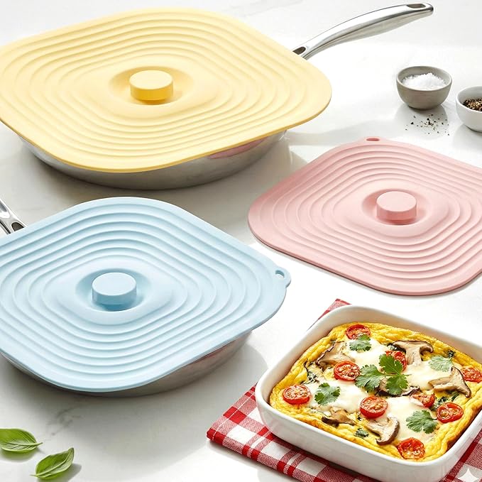 Microwave Splatter Cover for Food, 5 Pack Silicone Reusable Lids, Airtight Suction Covers for Bowls Cups Pots Pans Skillets, Heat Resistant BPA-Free, Microwave Oven Fridge Dishwasher Safe