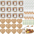 LemonRoad 12 Set Vintage Bridal Shower Gifts Bamboo Heart Shaped Charcuterie Board with Utensils Kitchen Towels Thank You Tags for Baby Shower Wedding Bridal Birthday Holiday Party Favors Housewarming