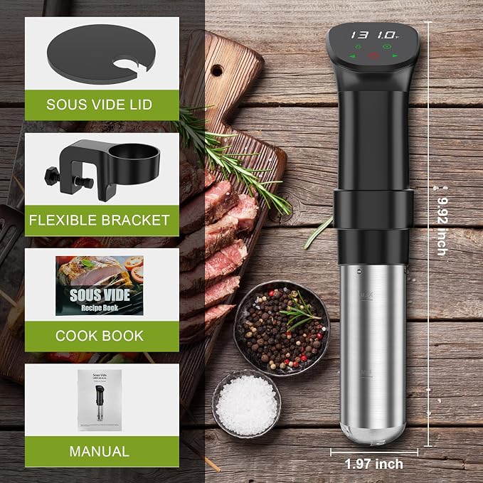 Zionheat Sous Vide Machine 1100W Fast Heating Thermal Immersion,Digital Touch Screen，With Accurate Temperature and Timer Circulator Precise Stainless Steel Cooker