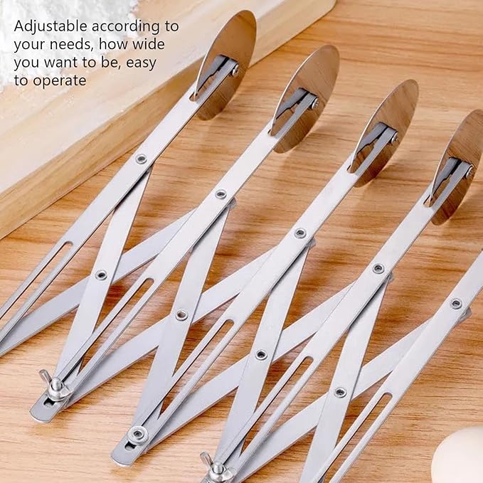 7 Wheel Pastry Cutter Roller Stainless Pizza Slicer, Expandable Pizza Slicer Multi-round Pastry Knife Baking Cutter Roller Pasta Cutter Wheel Cookie Dough Cutter Divider