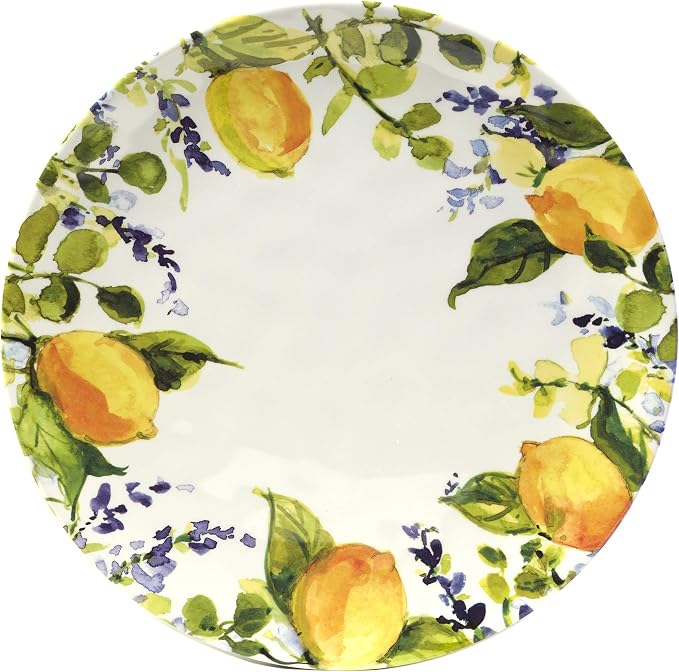 Lemon Zest 12-Piece Melamine Dinnerware Set, Service for 4 – Unbreakable Outdoor Plates & Bowls for Patio Dining, Summer BBQs, Poolside Meals, Picnics, Everyday Family Use & Entertaining