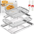 Air Fryer Basket for Oven, 2 Set Air Fryer Tray and Pan with 60PCS Parchment Papers, YEPATER Stainless Steel Air Fryer Pan and Crisper Tray for for Baking Grilling Cooking and Frying