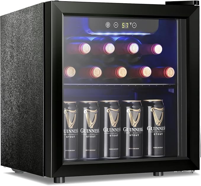 Antarctic Star 12 Bottle Wine Cooler Beverage Refrigerator Mini Fridge Clear Glass Door Quiet Counter Top Cellar for Beer Soda Bar 1.31 cu.ft