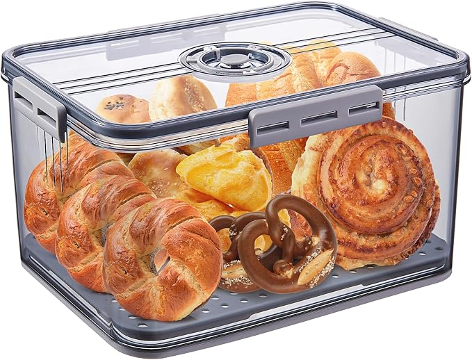ANYPROLUS Bread Box for Homemade Bread Boxes for Kitchen Counter Airtight, Time Recording Bread Storage Container with Lid, Bread Containers Storage Airtight Loaf Bread Keeper, Large