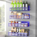 DTUQYX Magnetic Spice Rack for Refrigerator, 4 Pack 100% Metal Strong Magnet Fridge Shelves, Space Saving Spice Organizer, No Drilling Home Kitchen Laundry Room Storage Organization, Purple Blue