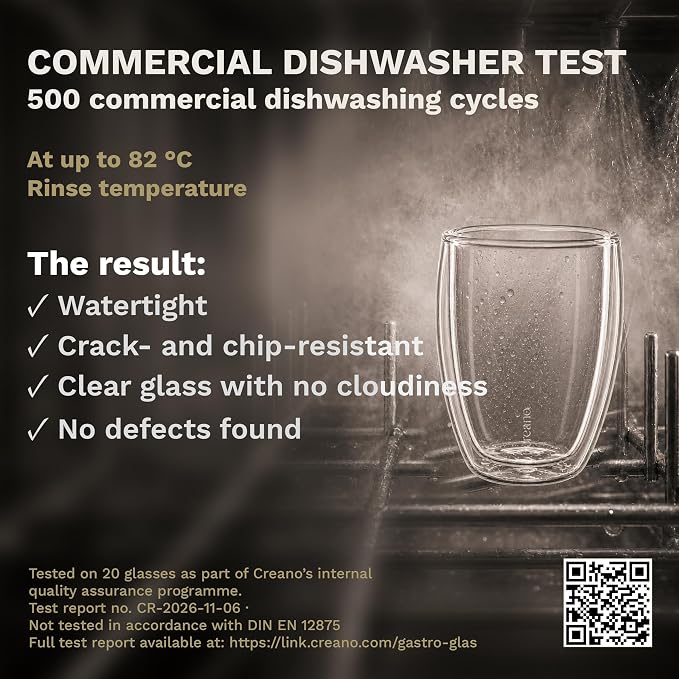 Creano Premium Double-Walled Drinking Glasses 9oz / 250 ml - Set of 6 - Professional Quality - 100% Dishwasher Safe (6x 9oz)