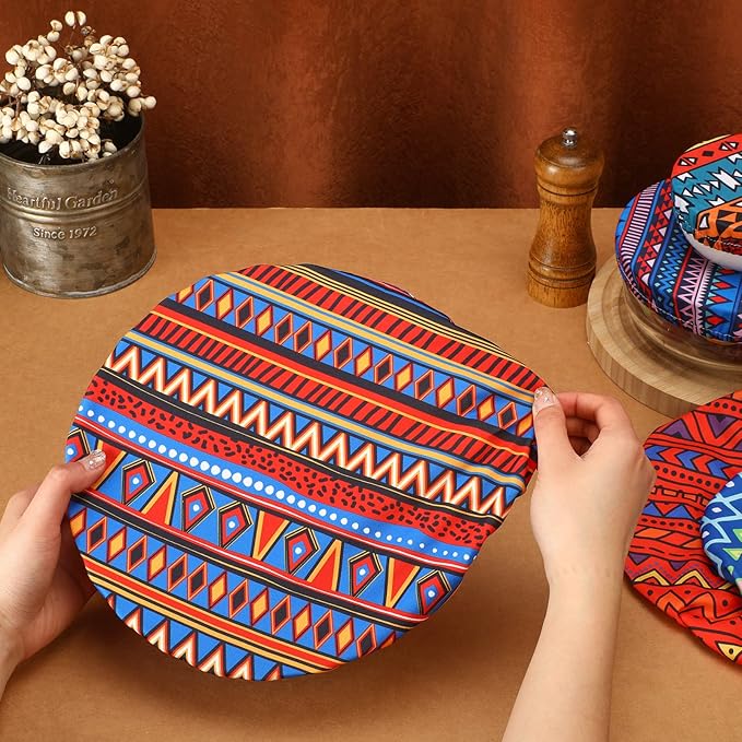 Patelai 10 Pcs Bowl Covers Reusable in 5 Size Stretch Cloth Fabric Elastic Food Storage Bowl Covers Bread Sourdough Lids for Proofing Food Fruits Leftover(Multicolor,Fresh Style)