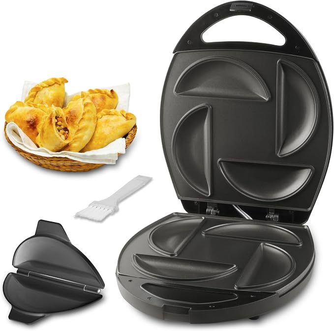 FineMade Electric Empanada Maker Machine with Press Mold, Large Dumpling Maker, Pierogi Maker Press Machine, Make 4 Psc of 6 Inches Large Empanadas, Jamaican Beef Patties,Calzones, Pocket Pies