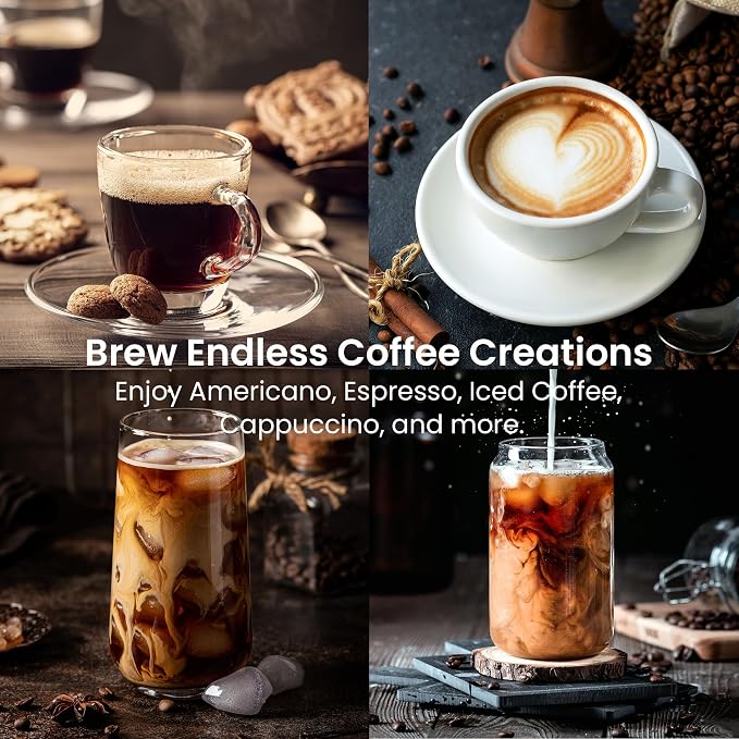 Kismile Espresso Machine with LED Screen & Milk Frother, Stainless Steel Coffee Maker with Thermo Block Heating & Pre-Brew System, Customizable Shot Memory, Ideal Gift for Baristas