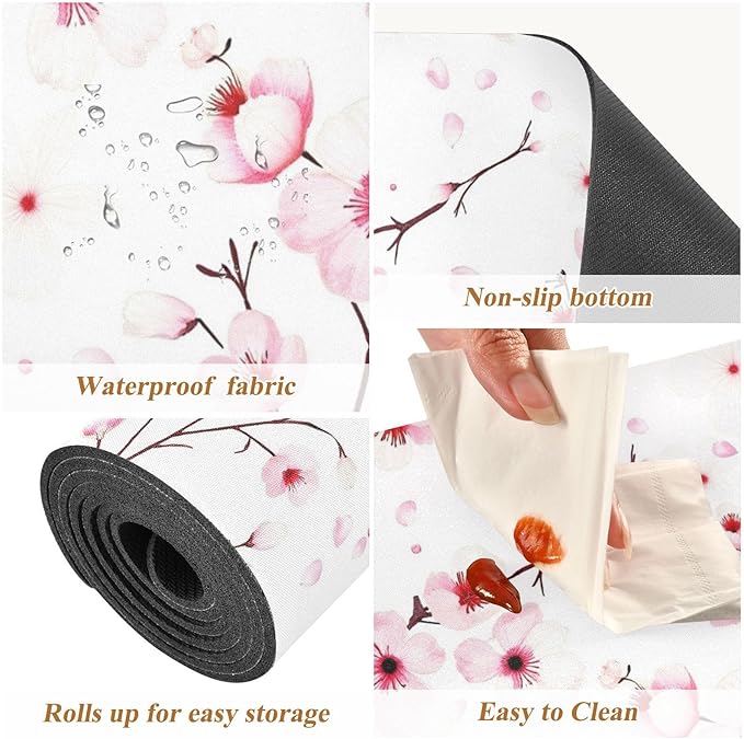 Flower Trivet Table Runner 40 Inches Long Cherry Blossom Branche Heat Resistant Hot Pad Multi Purpose Mat for for Hot Pots Pans Kitchen Countertops