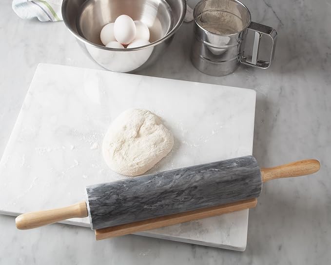 Fox Run Marble Pastry Board, 16" x 20" Natural White Marble Dough Board | Large Marble Board | Baking Essential | Perfect for Dough & Pastries | Marble Charcuterie Board | Naturally Cool & Nonstick