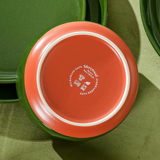 28 OZ Ceramic Cereal Bowls Set, 6 Inch, Set of 4, Elegant Green | Handcrafted, Dishwasher & Microwave Safe, Stoneware Deep Soup Bowls for Everyday Use