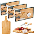 Ziliny 3 Set Bridal Baby Shower Cheese Prizes Wooden Square Board Gift Set Knives Forks Thank You Tags with Box for Guests for Valentines Bridal Baby Shower Housewarming Gifts (Bamboo Color)