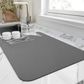 HotLive Dish Drying Mat for Kitchen Counter, Heat Resistant Drainer Mats with Non-slip Rubber Backed, Hide Stain Kitchen Super Absorbent Draining Mat, Easy to Clean Dish Rack Pad, Dark Grey 18"x32"