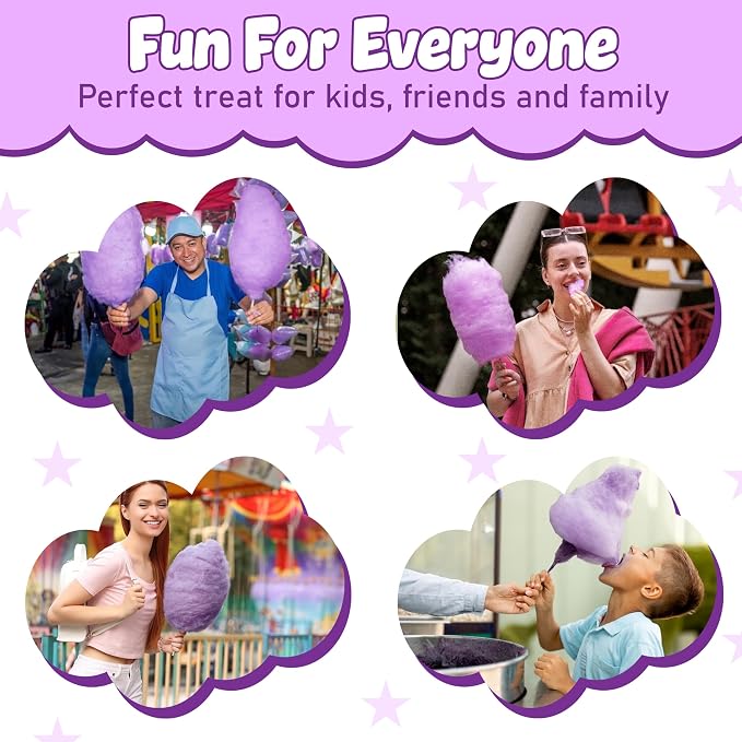 Perfectware Concession Essentials Grape Cotton Candy Mix – Ready-to-Use Floss Sugar for Cotton Candy Machines – Makes 60–70 Cones – 3.25 lb Carton – Carnival Style Cotton Candy Sugar