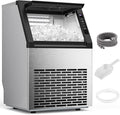 Electactic Commercial Ice Maker Machine,80lbs/24H Stainless Steel Ice Machine,24lbs Storage, Auto Self-Cleaning Freestanding Ice Maker, Ice Machine Freestanding for Bar/Cafe/Restaurant