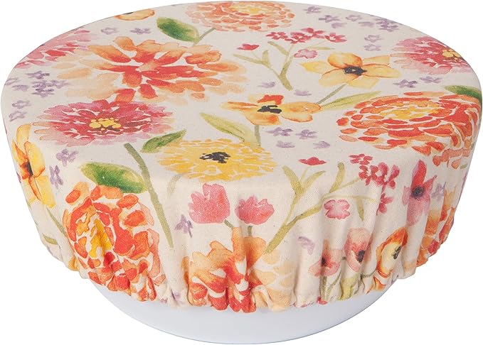 Now Designs Cottage Floral Save It Reusable Cotton Bowl Covers 7.5 and 9.25 inch, Set of 2