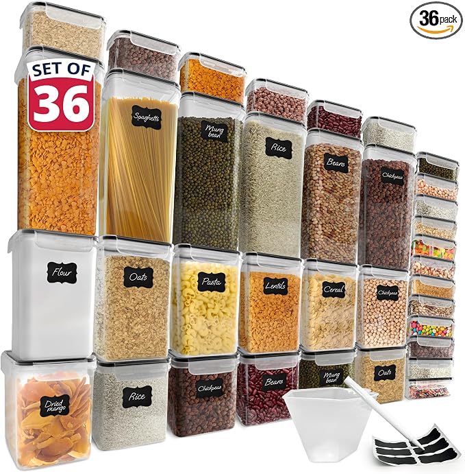 Reli. Airtight Canister Set with Lids (36 Set) | Clear Plastic Food Storage Canisters | Ultra Variety Pack | BPA-Free