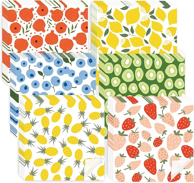 Whaline 240Pcs Fruit Wax Paper Summer Lemon Pineapple Strawberry Deli Wrap 11.8 Inch Colorful Blueberry Kiwi Sandwich Waterproof Greaseproof Picnic Liners for Party Kitchen Supplies