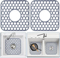 Bestjing 2 Pack Silicone Sink Protectors for Kitchen Sink with Center Drain - 12" x 11" Kitchen Accessory, Non-Slip Heat-Resistant Mat for Bottom of Porcelain Stainless Steel, Dishwasher Safe