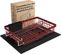 MAJALiS Red Dish Drying Rack Over The Sink with Utensil Holder, Mat | Expandable Stainless Steel Dish Drainer for Small Kitchen, Apartment, RV, Counter Space Saving, Perfect Fit, Rustproof