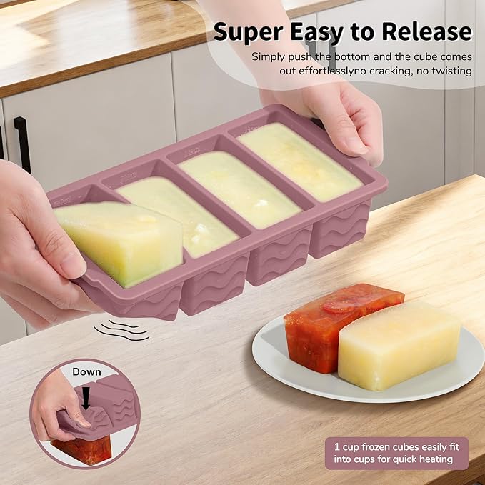 3-Pack Silicone Freezer Trays with Lid,2 Large 2-Cup(500ml)&4 Medium 1-Cup(125ml)&6 Small 1/2-Cup(75ml) Soup Freezer Container Molds,Ice Cube Tray For Meal Prep&Freezing Soup,Stews,Sauces
