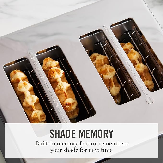 Martha Stewart 4 Slice Toaster, 10 Shade Settings with Defrost, Cancel, Bagel & Gluten-Free, Extra-Wide Self-Centering Slots for Waffles & Artisan Bread, Removable Crumb Tray, Cord Wrap, 1800W, Caviar