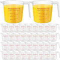 Kanayu 36 Pcs Plastic Measuring Cup Clear Measuring Mug with Spout and Handle Grip Capacity Clear Graduated Pitcher for Kitchen Flour Water Liquids (Red,8 Oz, 1 Cup)