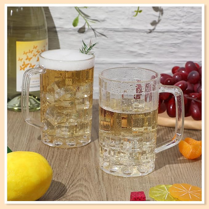 Mifoci 20 Pcs Plastic Beer Mugs with Handles 20oz Oktoberfest Beer Stein Bulk Reusable Drinking Cups Glasses for Bavarian Party Supplies Cocktail Beverages Alcohol Soda