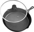 Utopia Kitchen Saute Frying Pan 8 Inch, Cast Iron Chefs Pan, Pre Seasoned Cast iron Skillet With Lid, Safe Grill Cookware for Indoor & Outdoor Use, Black