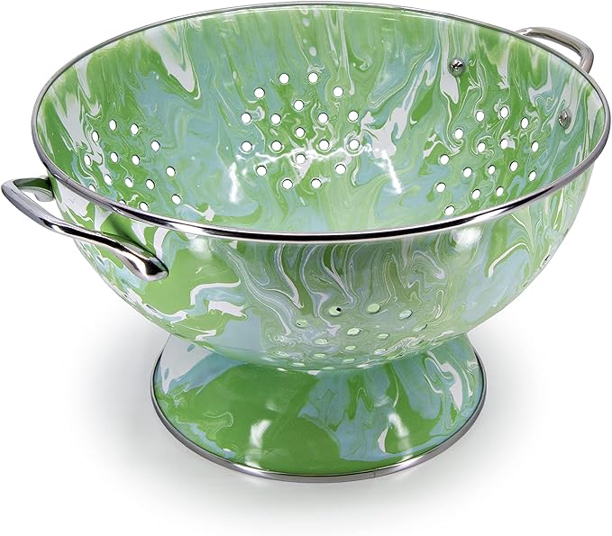 Golden Rabbit Enamelware Large Colander, 5 quart, Modern Monet