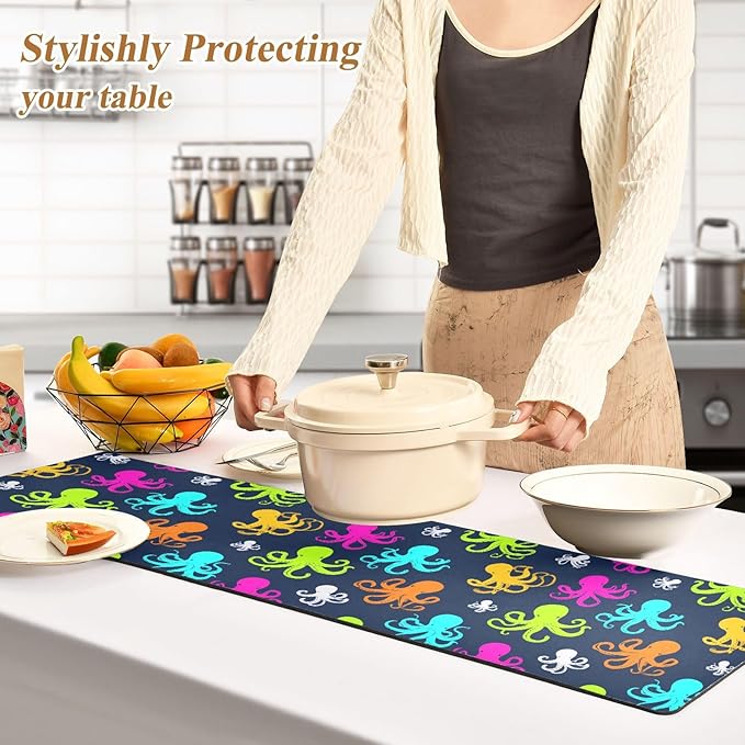 Colorful Simple Octopuses Trivet Table Runner Heat Resistant 230F for Hot Dishes Pots Plates Kitchen Dining Table Protector Decorative 39.37x 11.8
