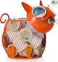 Made Easy Kit Cat Coffee Pod Holder Basket – Metal K-Cup Organizer for Countertop Coffee Bar – Cute Kitchen Décor Storage for Keurig Pods, Creamers & Capsules (Cat, Orange)