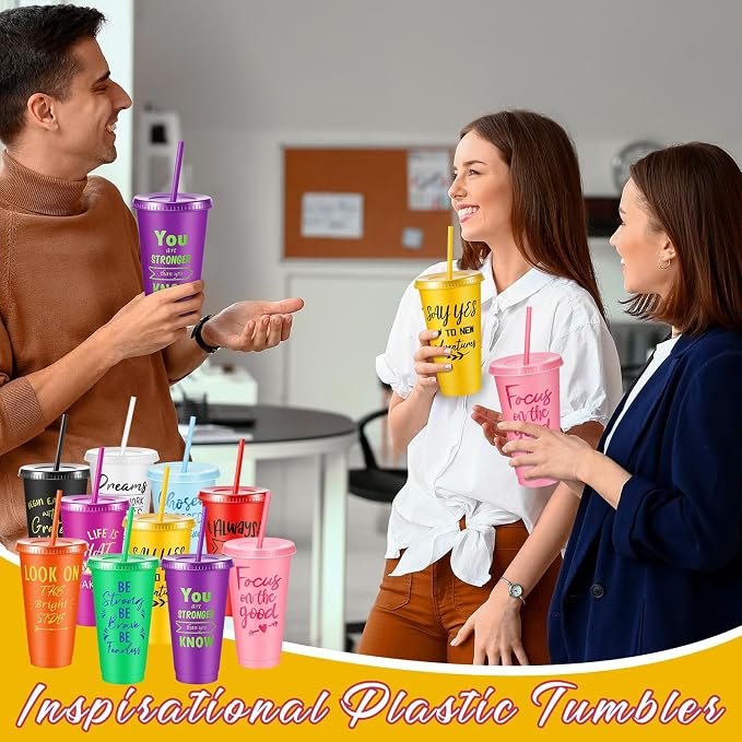 Uiifan 30 Pcs Inspirational Cups Bulk Appreciation Gifts for Employee Coworker Staff Team Thank You Gifts, Office Prizes for Adults Work Party Favors, Associates, Giveaways (Bright Color)