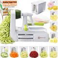 Brieftons 10-Blade Vegetable Spiralizer: Zucchini Spiral Slicer & Veggie Noodle Maker, Japanese Steel Blades, Catch Container, Strong Suction Cup, Blade Caddy, 4 eBooks | Low Carb, Vegan, Gluten-Free
