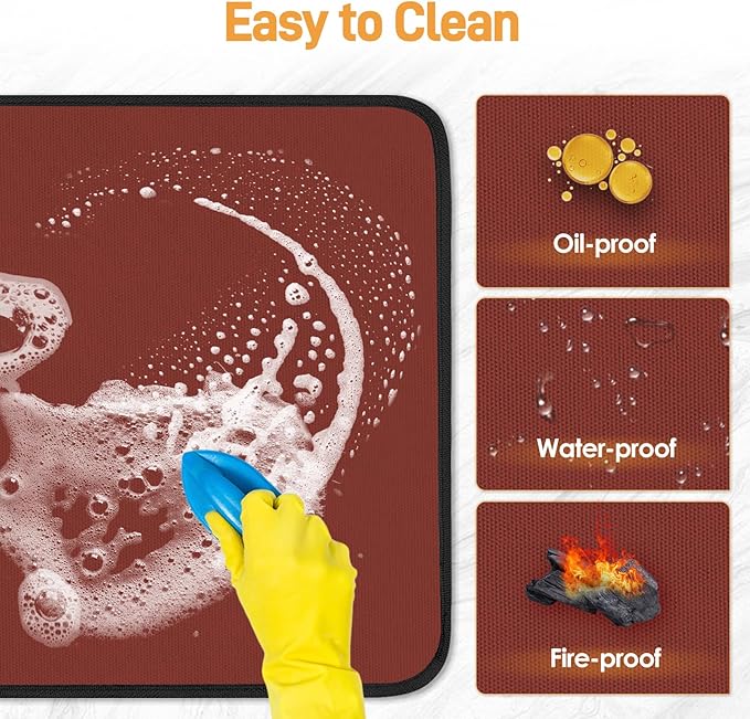 Heat Resistant Mat for Air Fryer, 12 x 14in Heat Resistant Mat for Countertop, Fireproof Silicone Countertop Protector Appliance Slider Hot pod for Air Fryer, Coffee Maker, Toaster, Oven (Red)