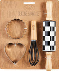 Mud Pie Rolling Pin Baking Set; cutter 3" x 3" | whisk 7" | roller 9"