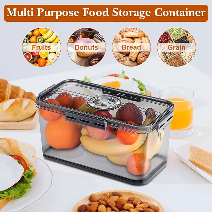 ANYPROLUS Bread Box for Homemade Bread Boxes for Kitchen Counter Airtight, Time Recording Bread Storage Container with Lid, Bread Containers Storage Airtight Loaf Bread Keeper, Dark Grey