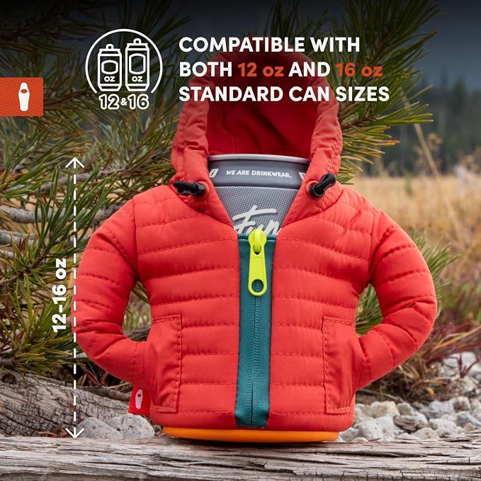 Puffin - The Alpine Jacket - Insulated 12 oz Can Cooler I Beer Bottle & Soda Can Insulator, Keep Drinks and Beverages Cold (Paprika)