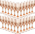 Sliner 48 Pcs 7oz Plastic Vintage Wine Glasses Drinking Goblets Unbreakable Crystal Water Glassware Reusable Diamond Champagne Flutes Cups for Wedding Banquet Birthday Party Supplies (Rose Gold)