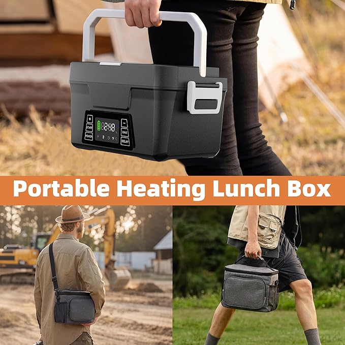 Vabaso Cordless Electric Lunch Box for Adults, App Control Heated Lunch Box with Detachable Battery, 1.2L Self Heating Lunch Box with Timer, Memory & Auto Keep Warm for Work Travel Outdoor