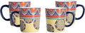 Bico Tunisian Ceramic Coffee Mugs Set of 4, 18 oz Large Tea Cups with Handle, Aesthetic Latte Mugs for Cappuccino Cocoa, Lead-Free, Dishwasher and Microwave Safe, Housewarming Gift