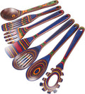 MYRAINBOW Wooden Spoons for Cooking – 7 Piece Pakkawood Kitchen Utensils Set with Spatulas, Spoons, Ladles, and Turner for Mixing, Serving & Cooking