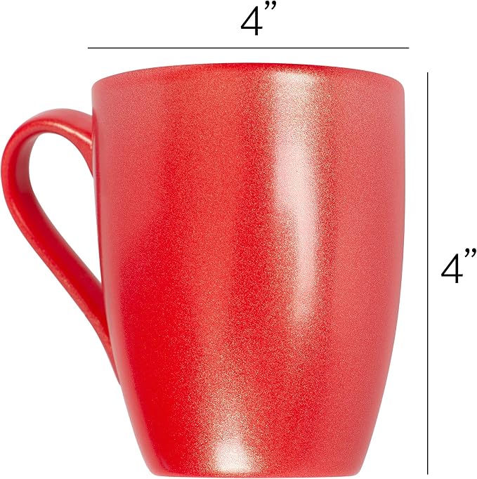 Elanze Designs Crimson Red Glossy Finish 10 Oz. New Bone China Coffee Cup Mugs Set of 4