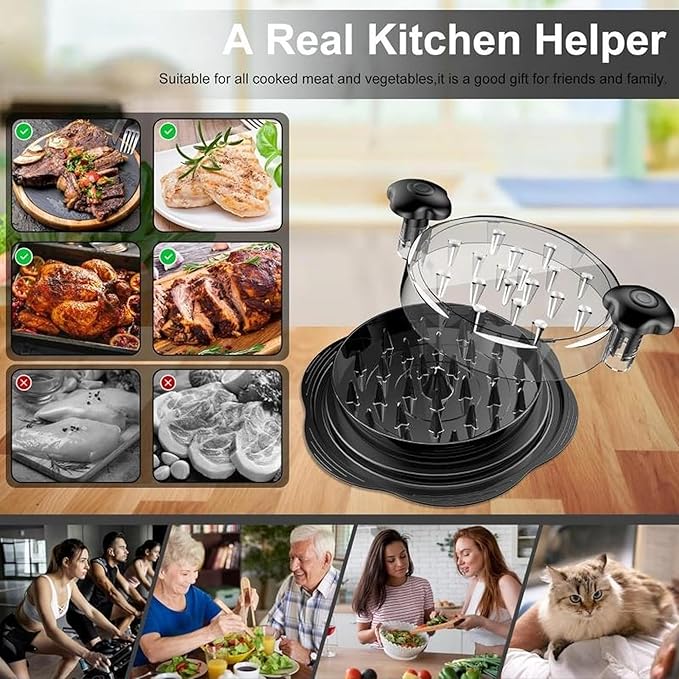 Premium Manual Food Shredder, Chicken Crusher Tool, Large Standard Size, PowerPull Chicken Grinder – Easy-Twist Meat Shredder for Chicken, Pork & Beef KitchenPro Chicken Shredder Tool, White