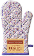 Maison d'Hermine Oven Gloves 100% Cotton Oven Mitt 7" x 13" with Loop Heat Resistant BBQ Cooking Gloves Baking Grilling Gifts for Mothers Day Spring/Summer (Pack of 1, Mandala)