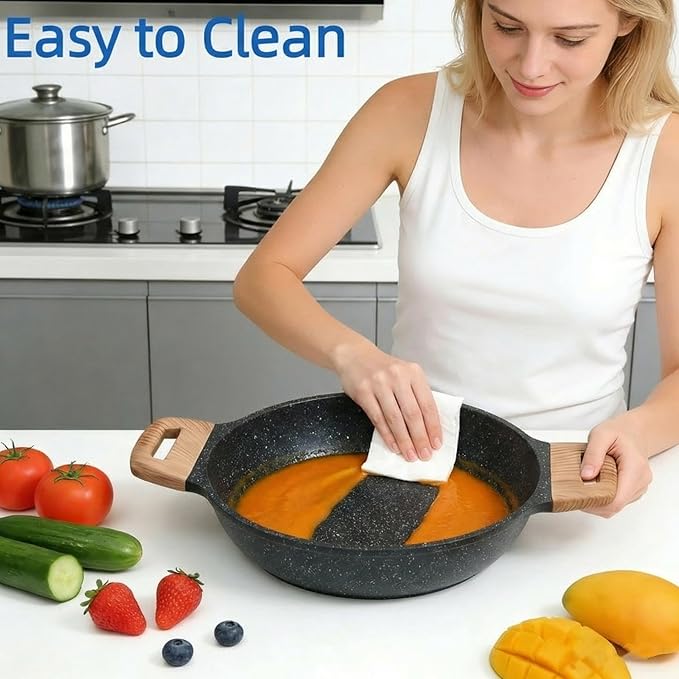 Simple Deluxe 25Pcs Ceramic Cookware Set, Nonstick & Non-Toxic Healthy Pots and Pans, Heat-Resistant Handles, Induction Cookware Sets with Frying Pans, Black