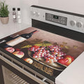 Decorative Stove Top Covers for Electric Stove 28"x20" – Heat Resistant Glass Cooktop Protector Dish Drying Mat – Non-Slip Rubber Backing Washer Top Cover Waterproof Extra Counter Space (Wine)